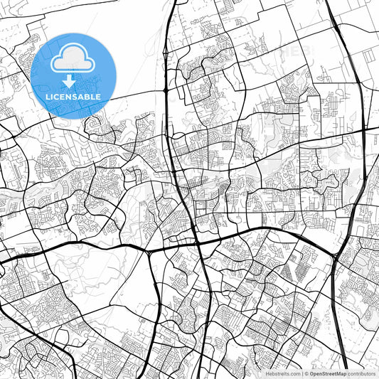 Vector PDF map of Round Rock, Texas, United States
