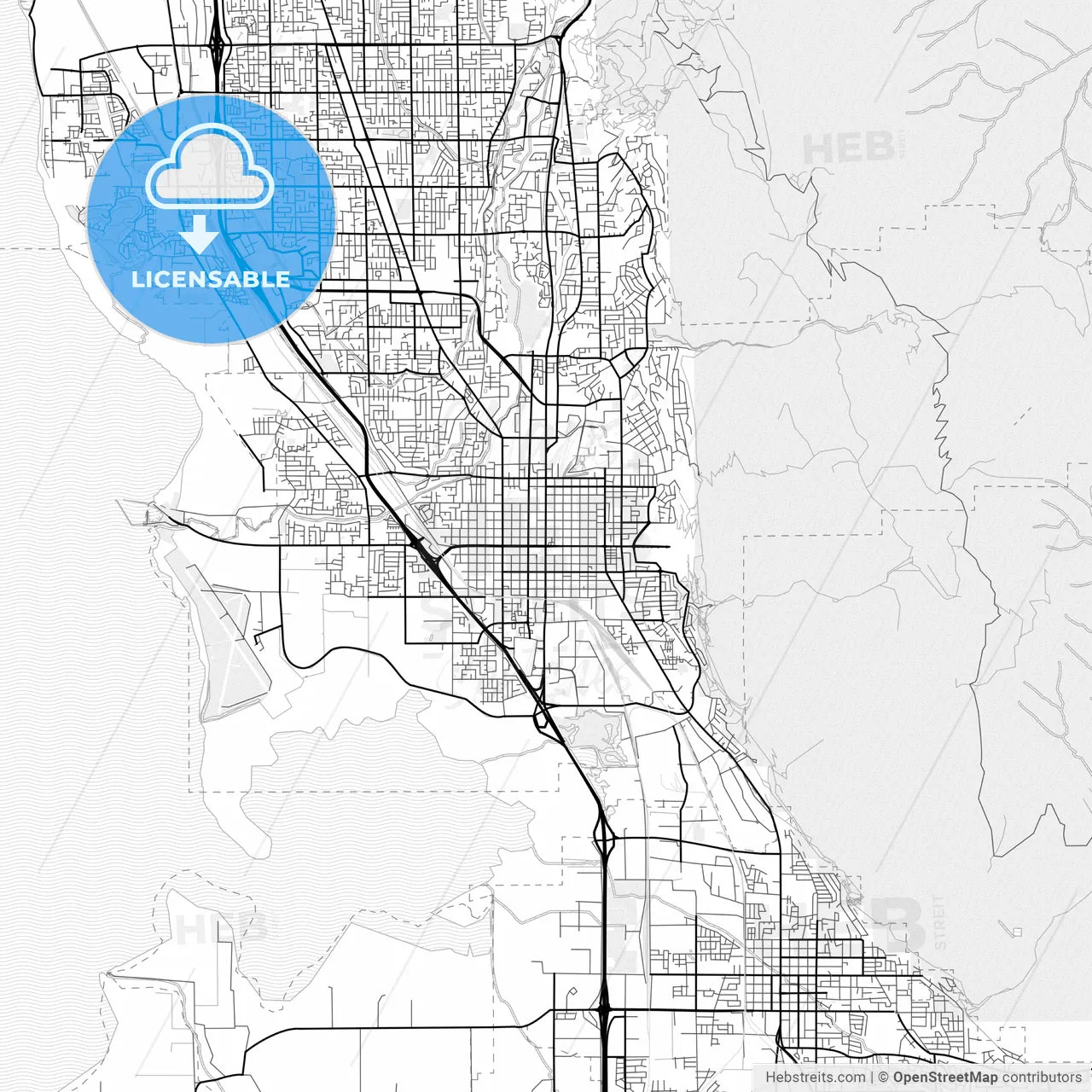 Vector PDF map of Provo, Utah, United States