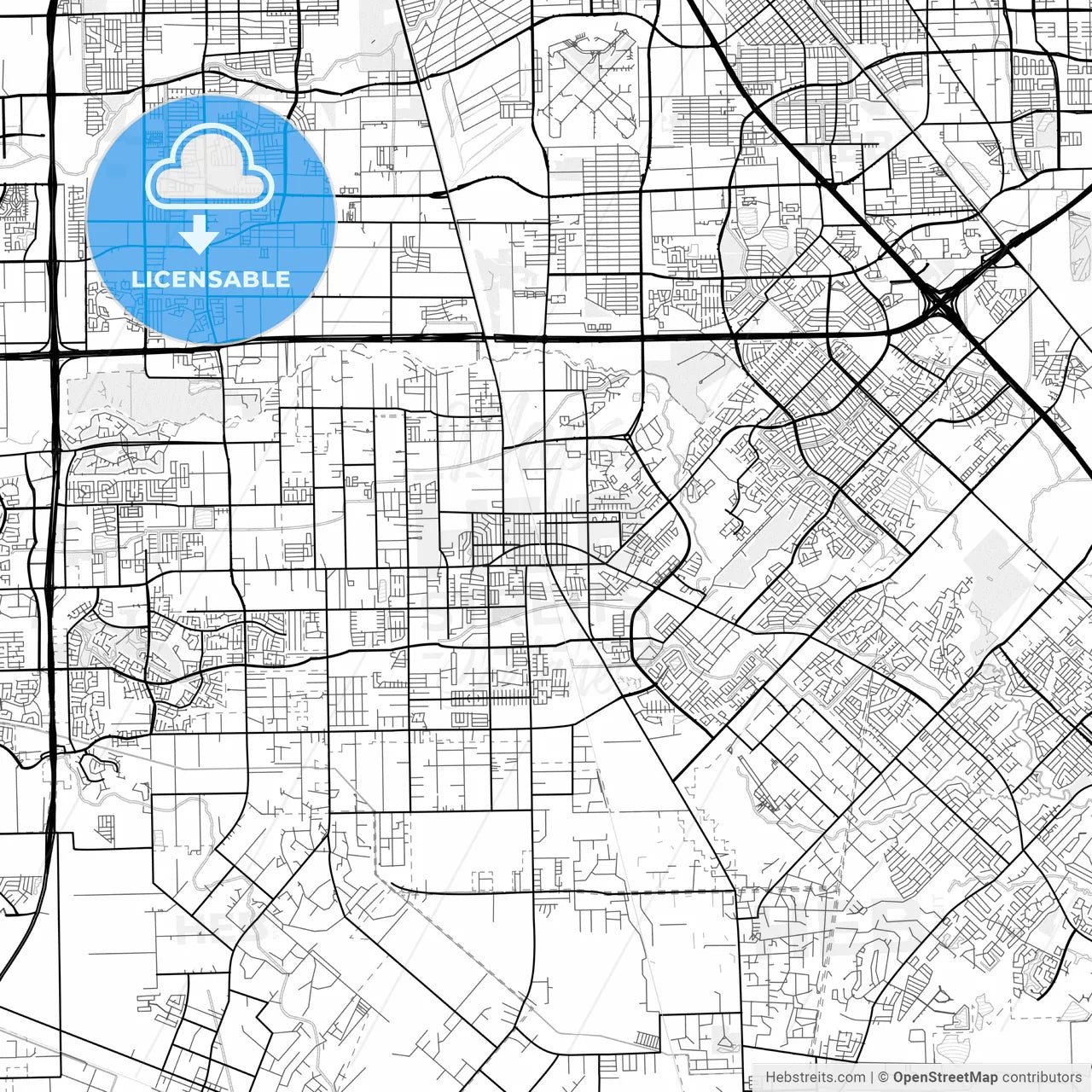Vector PDF map of Pearland, Texas, United States
