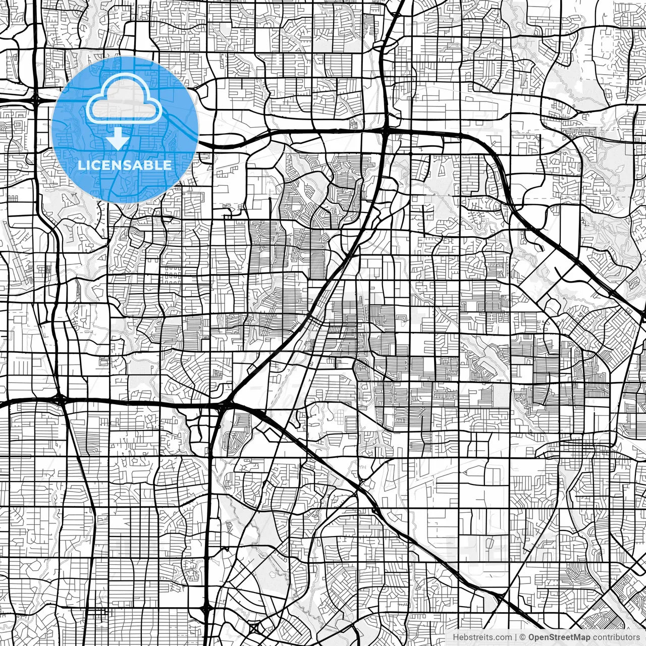 Vector PDF map of Richardson, Texas, United States