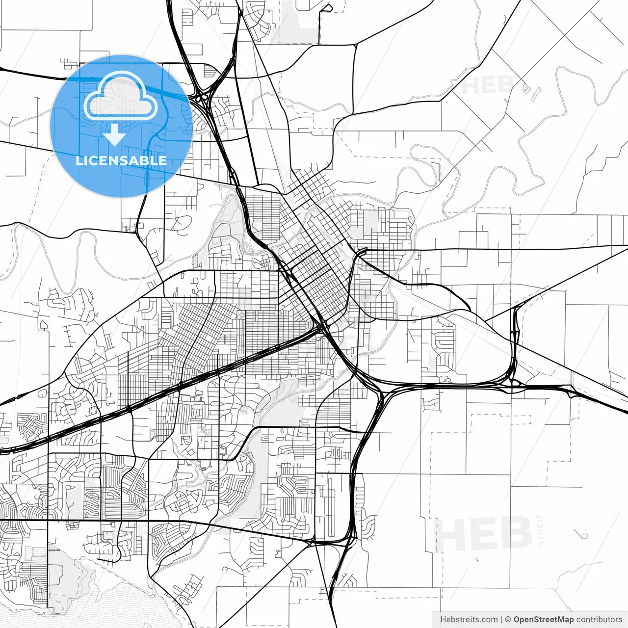 Vector PDF map of Wichita Falls, Texas, United States