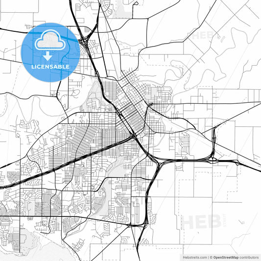 Vector PDF map of Wichita Falls, Texas, United States