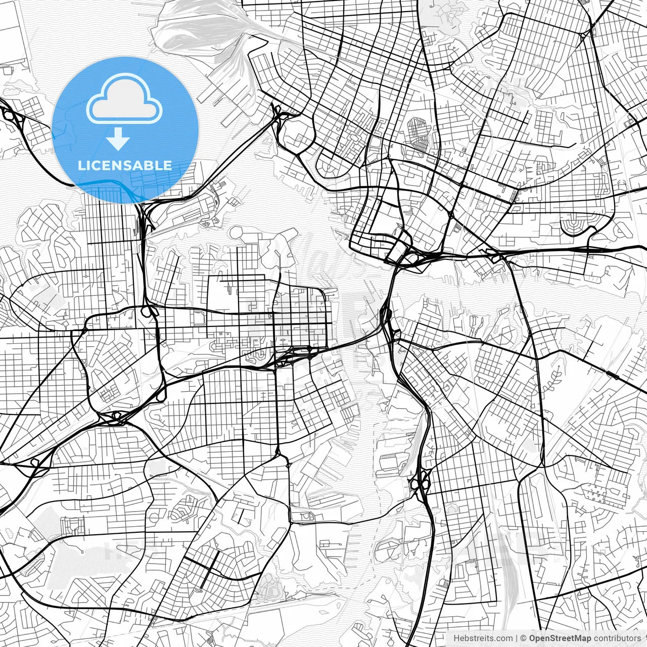 Vector PDF map of Portsmouth, Virginia, United States