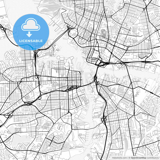 Vector PDF map of Portsmouth, Virginia, United States
