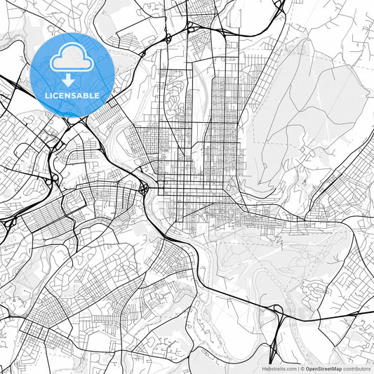 Vector PDF map of Reading, Pennsylvania, United States
