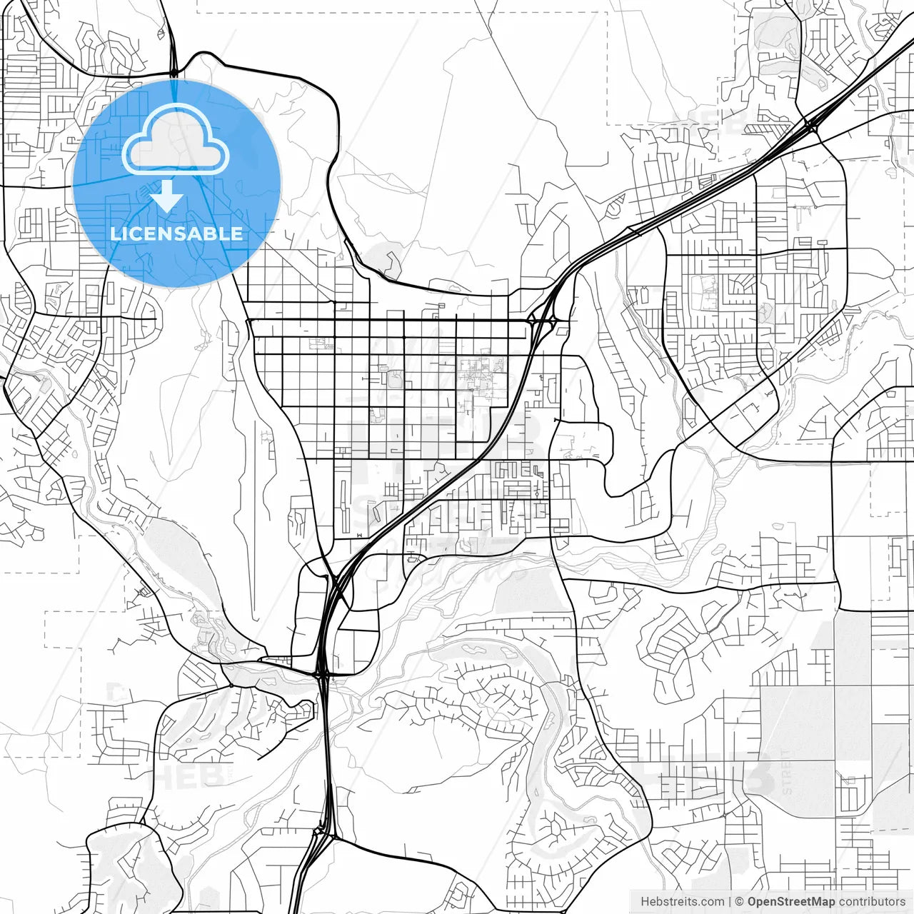 Vector PDF map of St. George, Utah, United States
