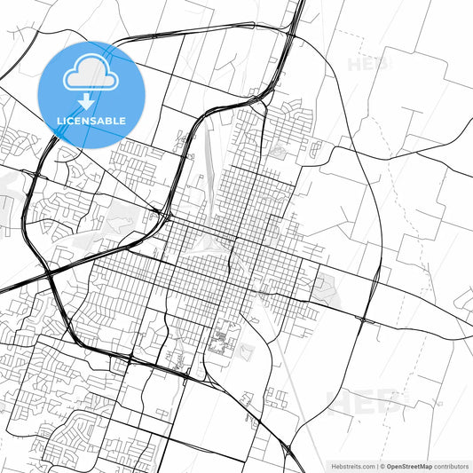 Vector PDF map of Temple, Texas, United States
