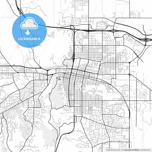 Vector PDF map of Rapid City, South Dakota, United States