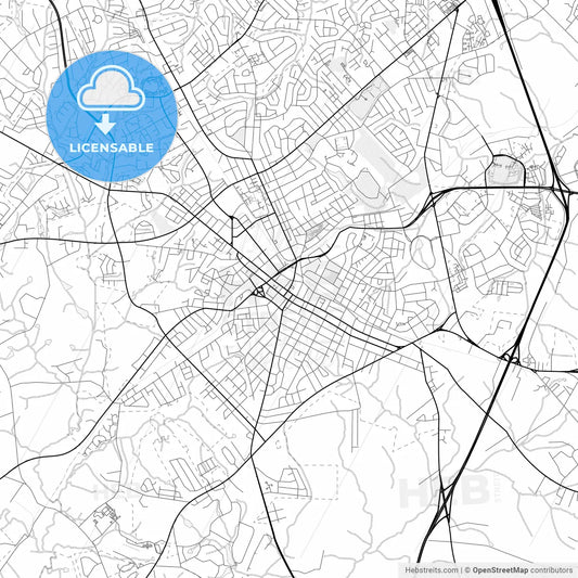 Vector PDF map of Rock Hill, South Carolina, United States