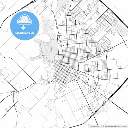 Vector PDF map of Victoria, Texas, United States