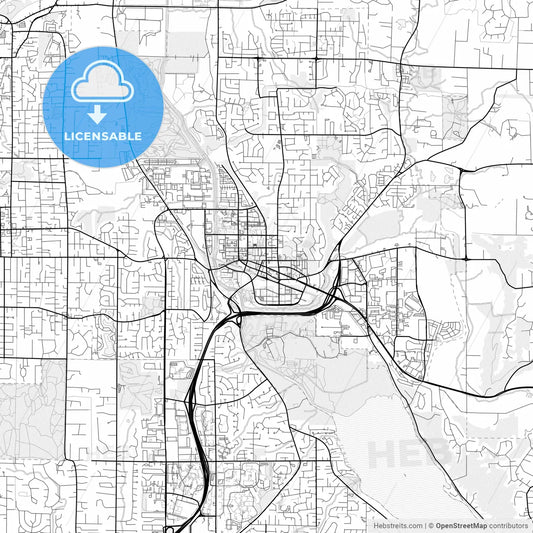 Vector PDF map of Redmond, Washington, United States