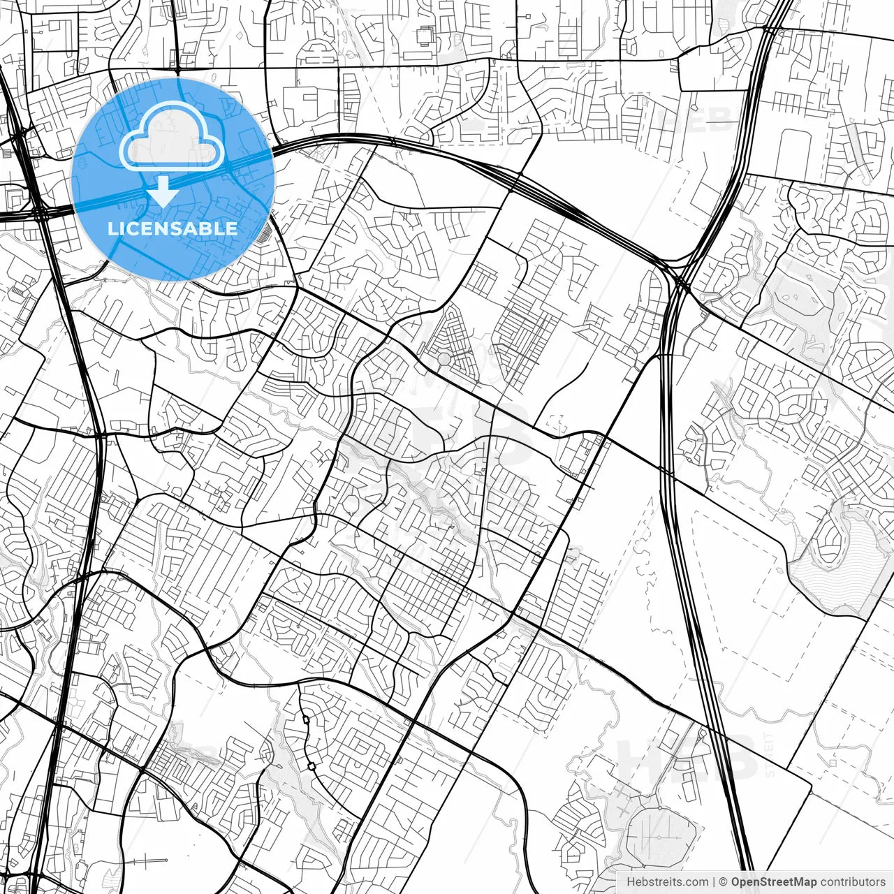 Vector PDF map of Pflugerville, Texas, United States