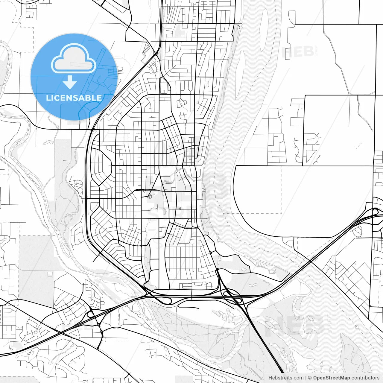 Vector PDF map of Richland, Washington, United States