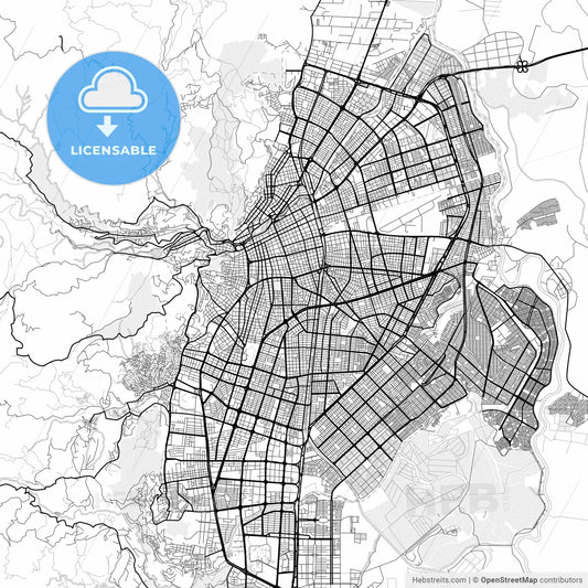 Vector PDF map of Cali, Colombia
