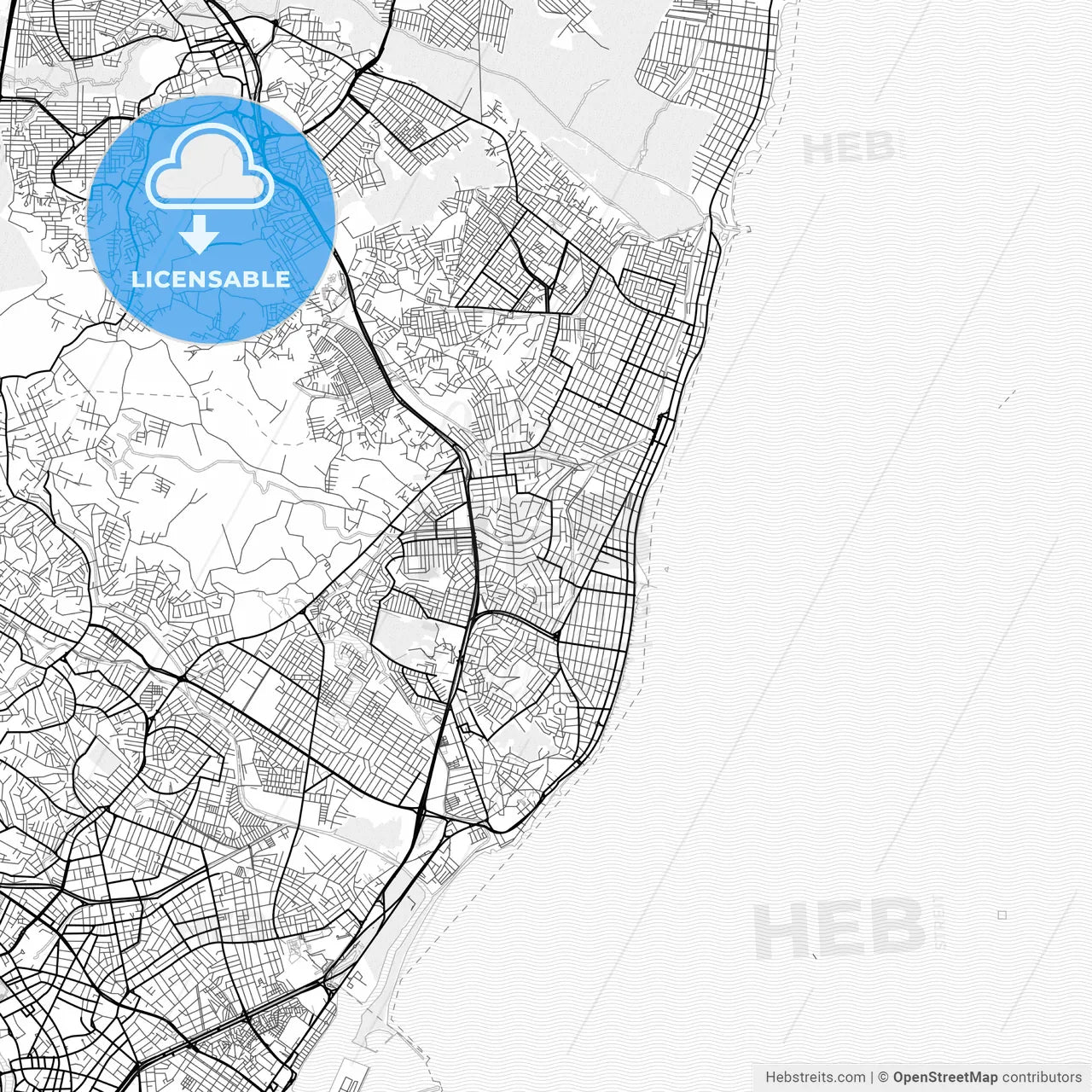 Vector PDF map of Olinda, Brazil