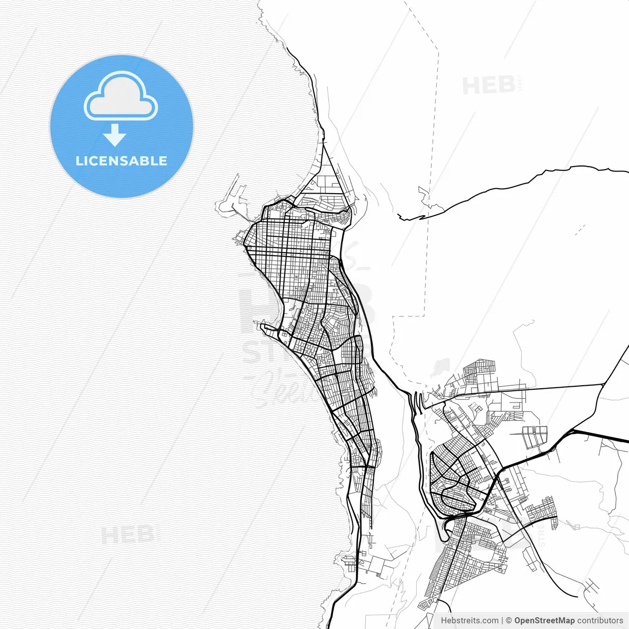 Vector PDF map of Iquique, Chile