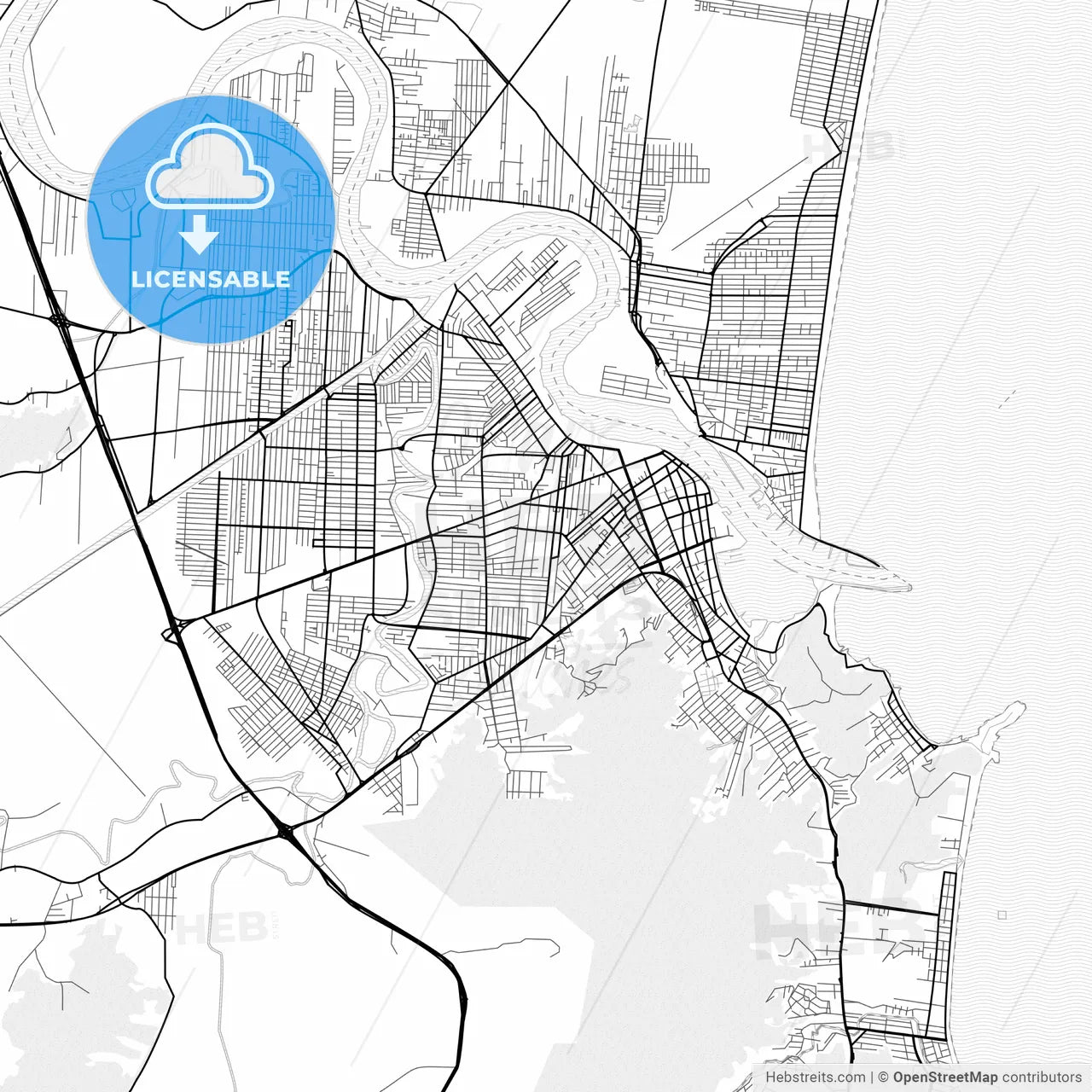 Vector PDF map of Itajai, Brazil