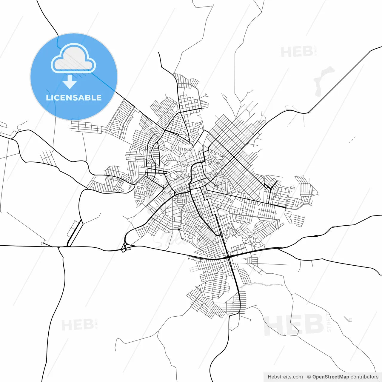 Vector PDF map of Passos, Brazil