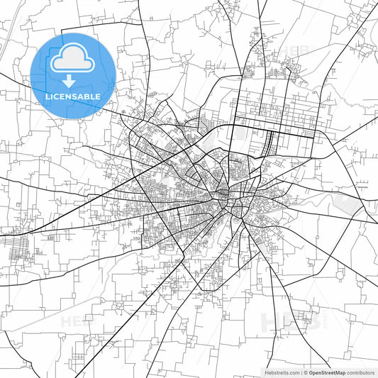 Vector PDF map of Sialkot, Pakistan
