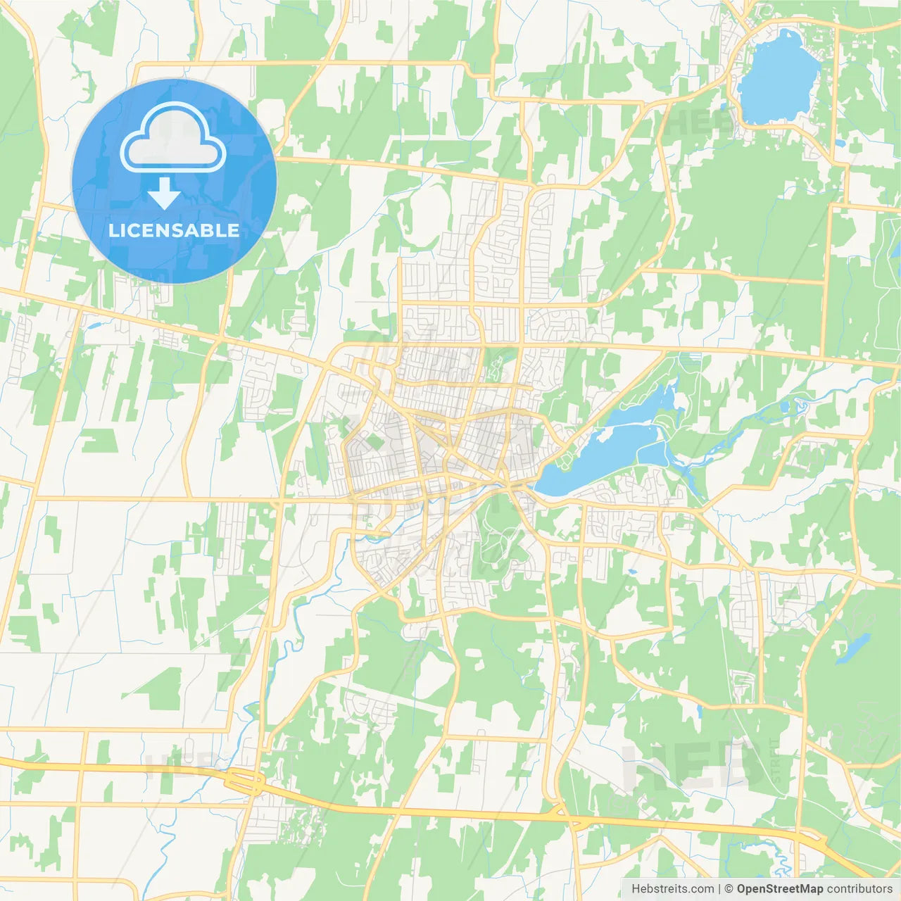 Empty vector map of Granby, Quebec, Canada