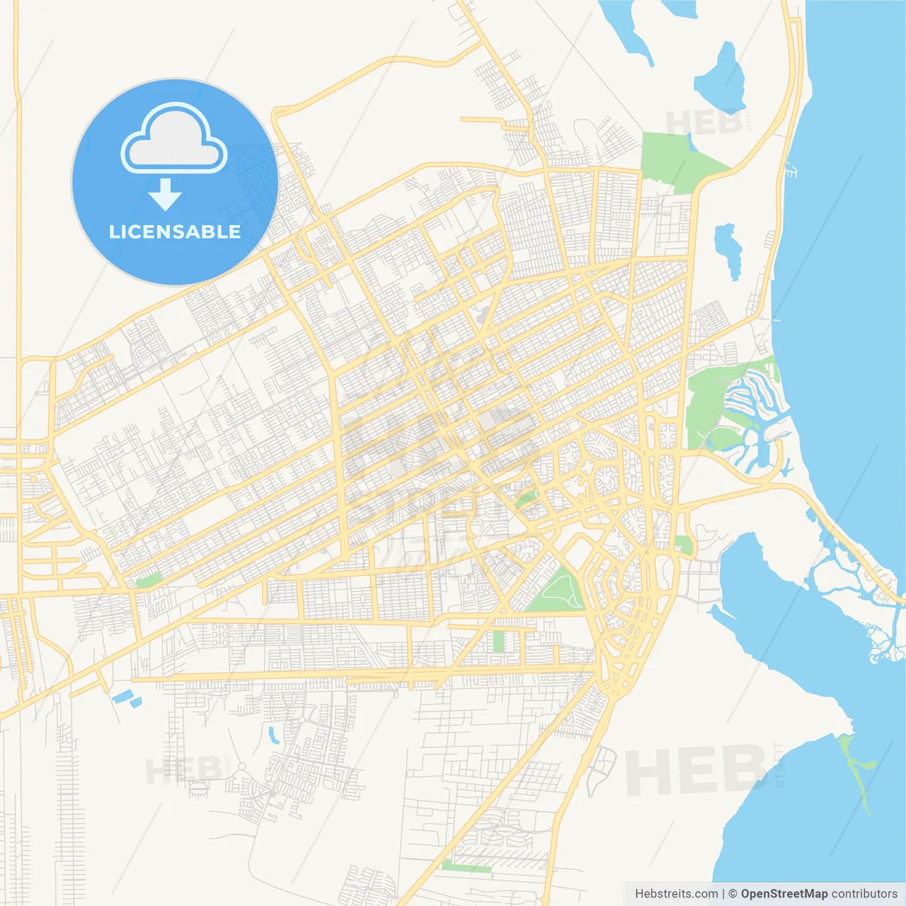 Empty vector map of Cancún, Quintana Roo, Mexico