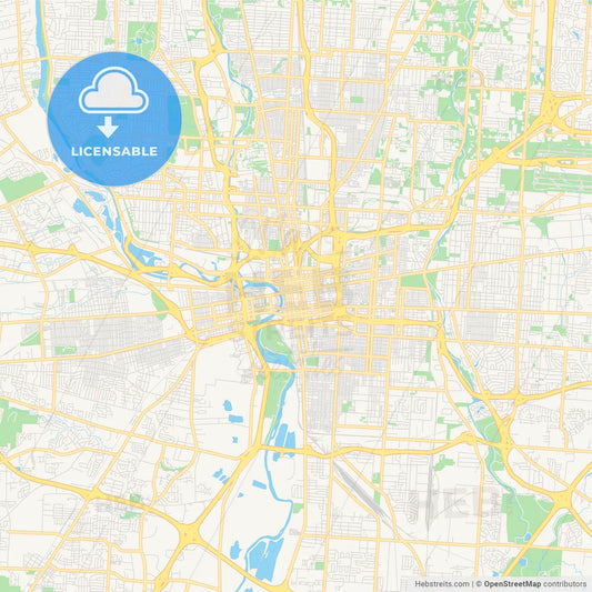 Empty vector map of Columbus, Ohio, USA