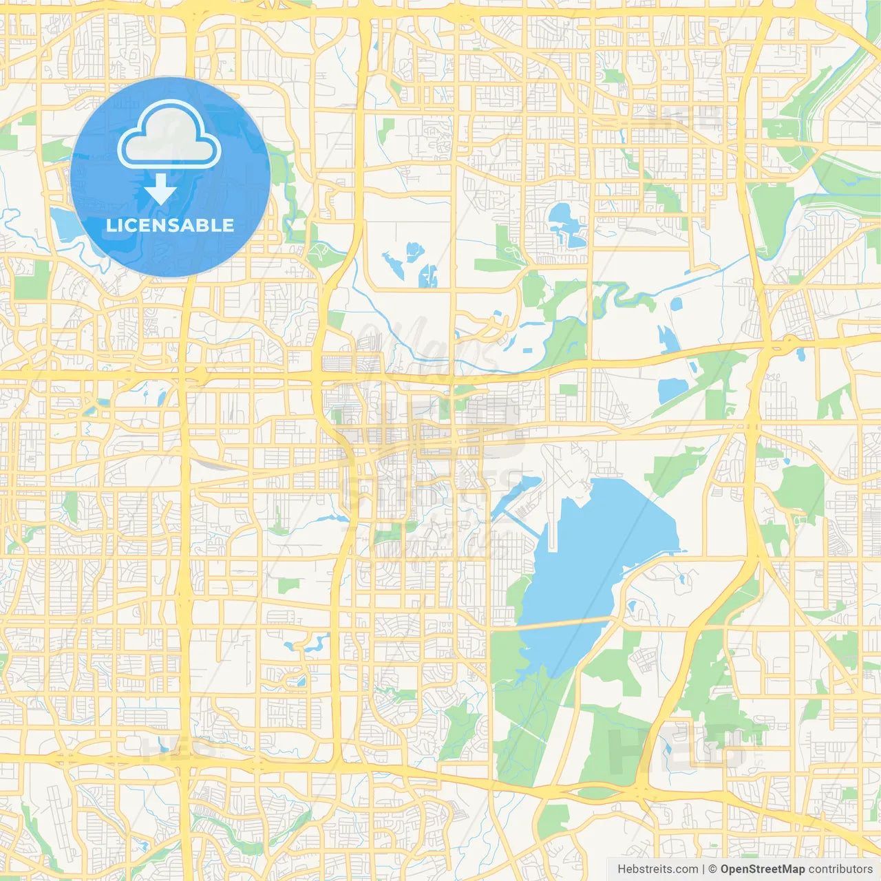 Empty vector map of Grand Prairie, Texas, USA