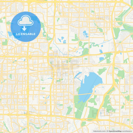 Empty vector map of Grand Prairie, Texas, USA