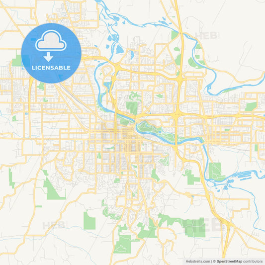 Empty vector map of Eugene, Oregon, USA