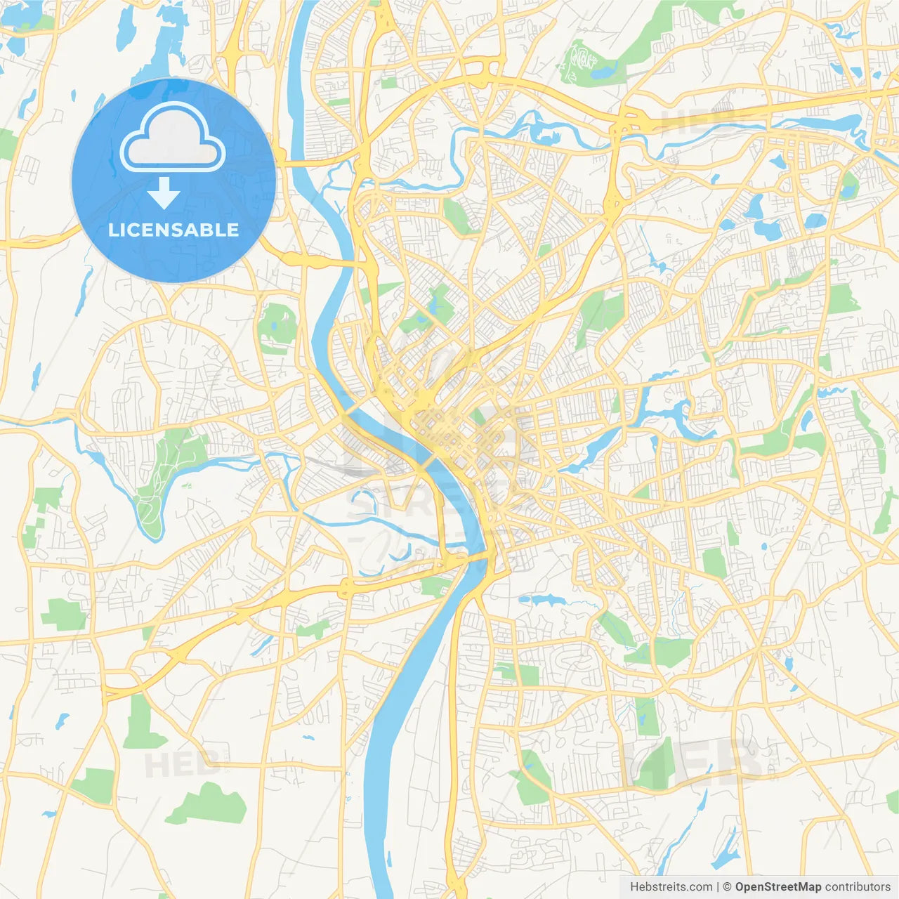 Empty vector map of Springfield, Massachusetts, USA