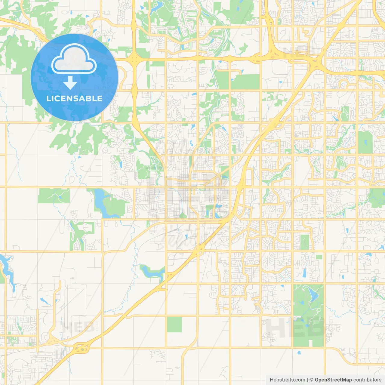 Empty vector map of Olathe, Kansas, USA