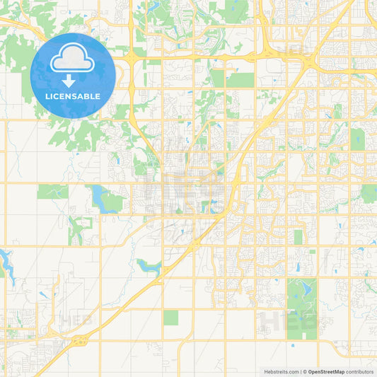 Empty vector map of Olathe, Kansas, USA