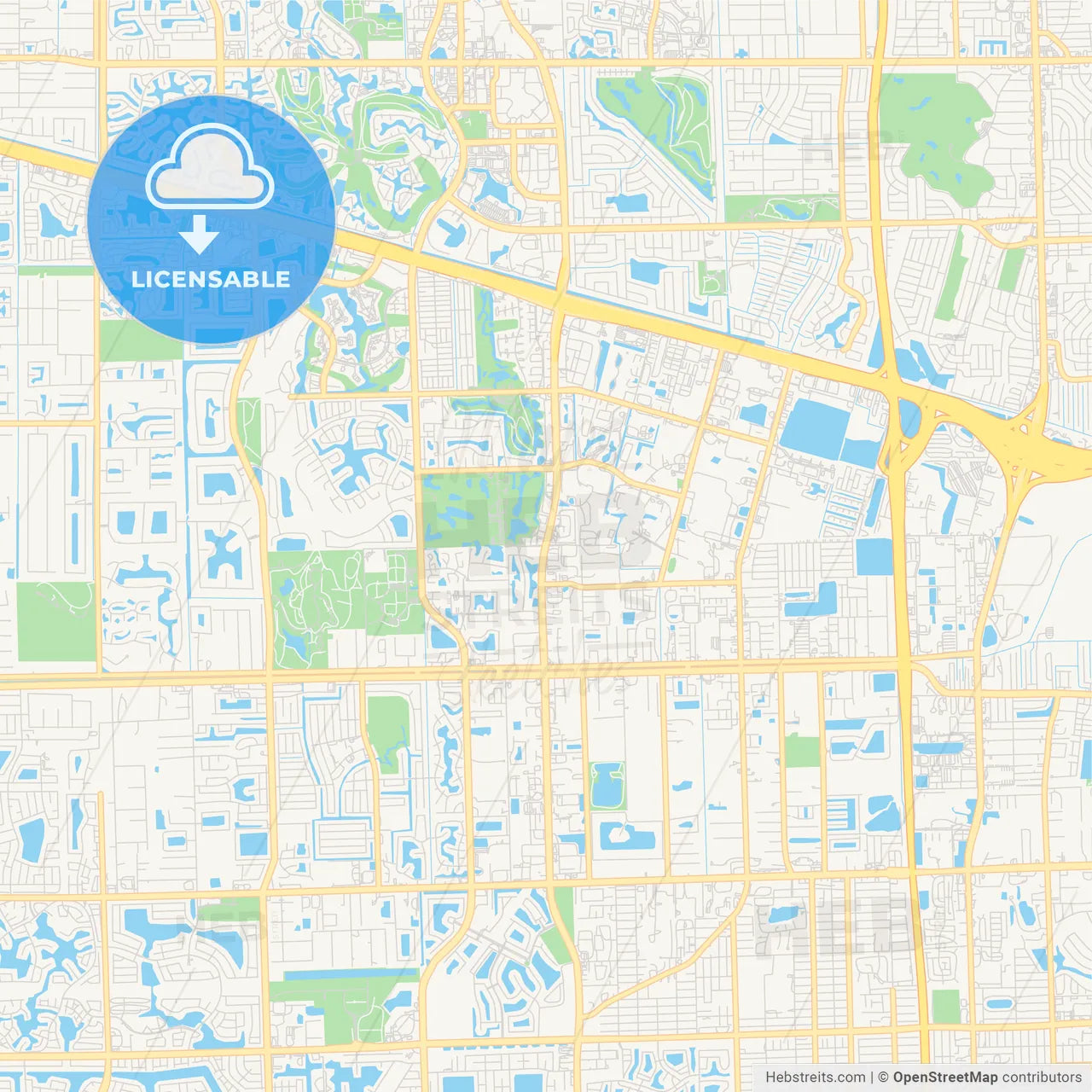 Empty vector map of Davie, Florida, USA