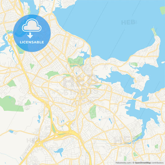 Empty vector map of Quincy, Massachusetts, USA