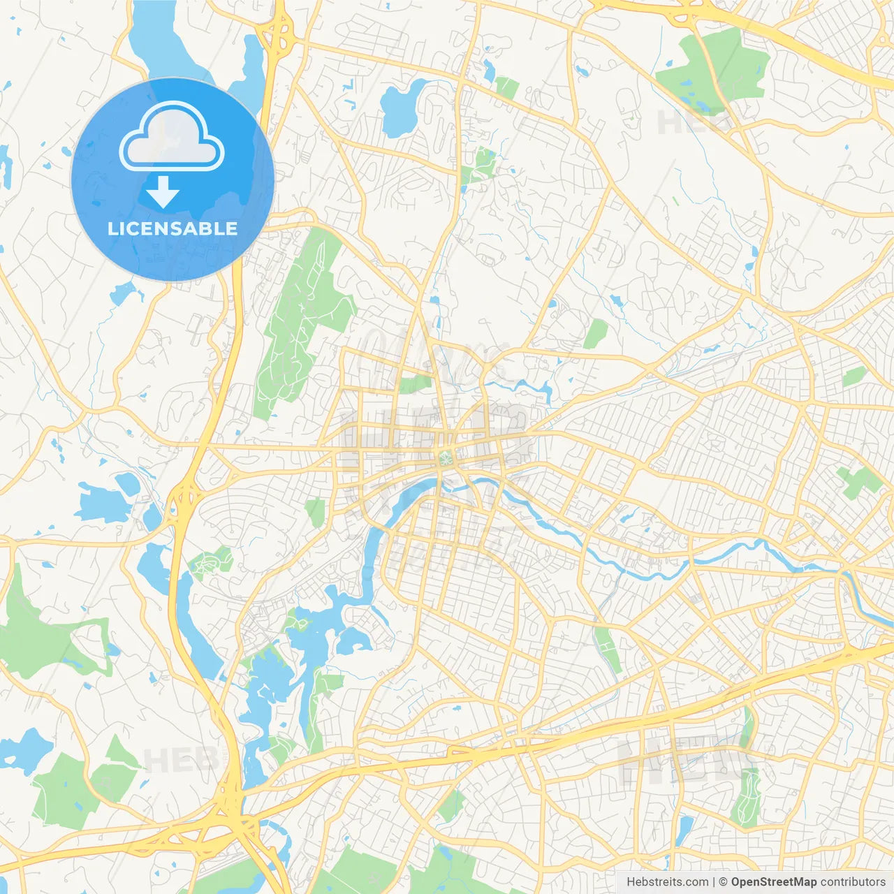 Empty vector map of Waltham, Massachusetts, USA