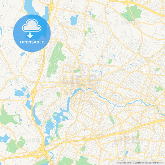 Empty vector map of Waltham, Massachusetts, USA