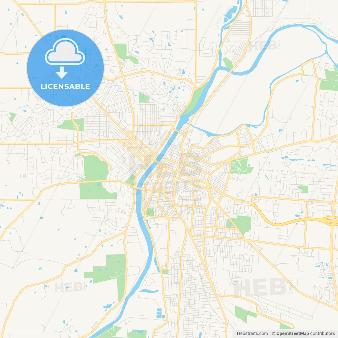 Empty vector map of Hamilton, Ohio, USA