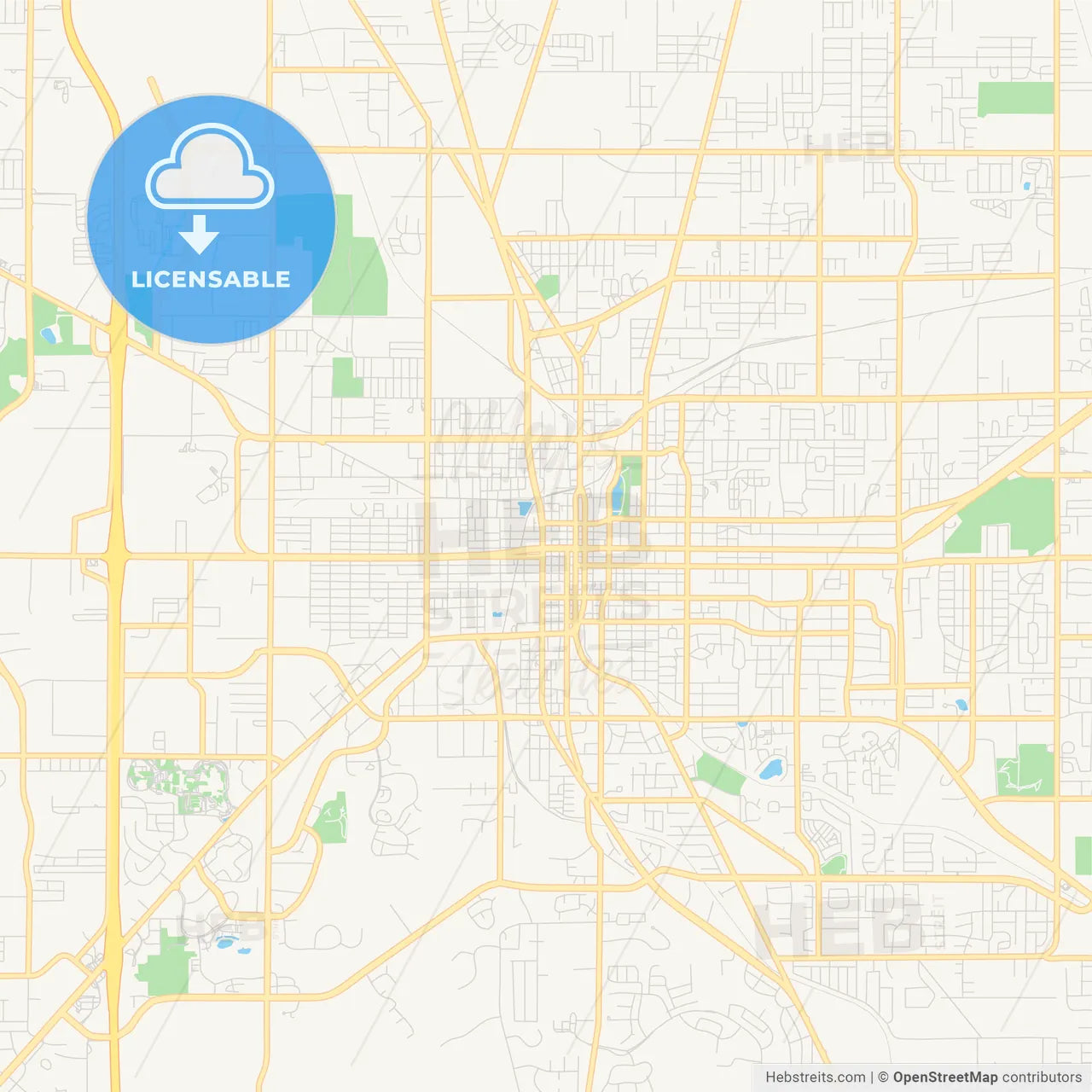 Empty vector map of Ocala, Florida, USA