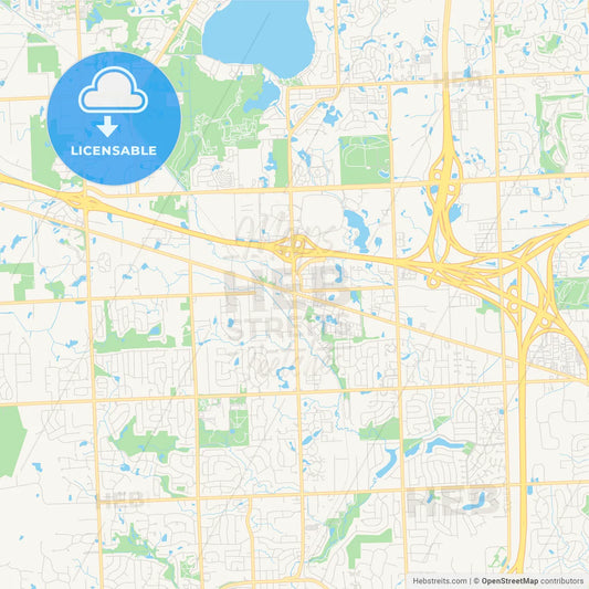 Empty vector map of Novi, Michigan, USA