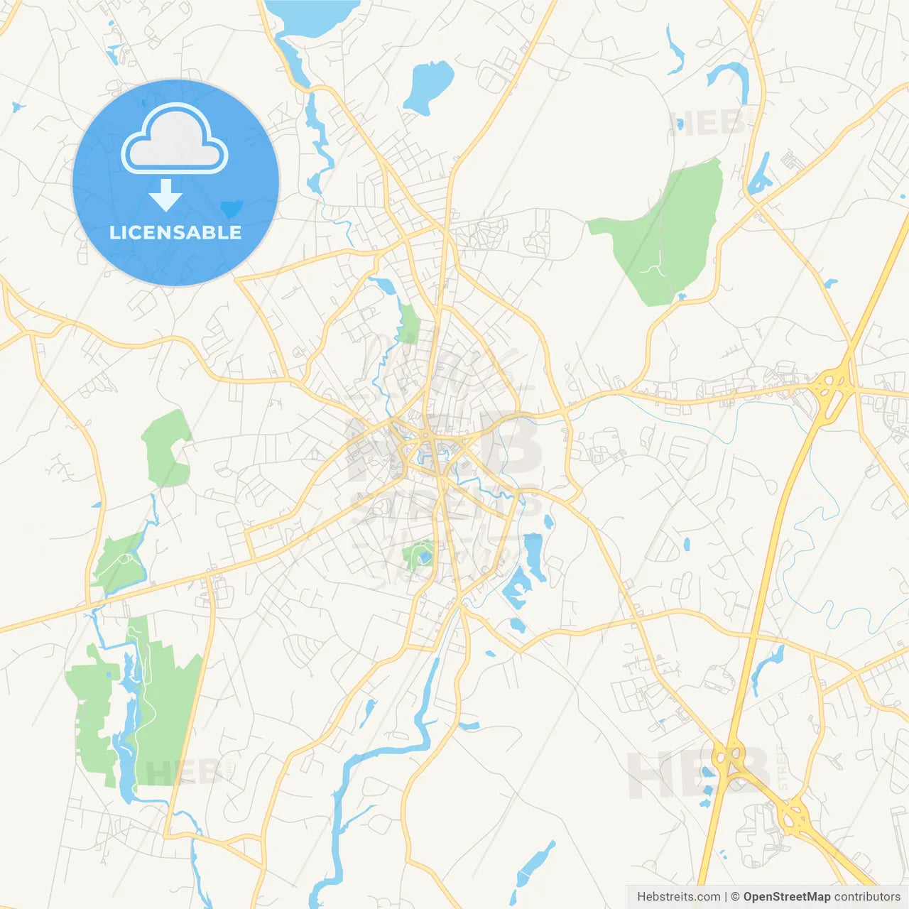 Empty vector map of Taunton, Massachusetts, USA