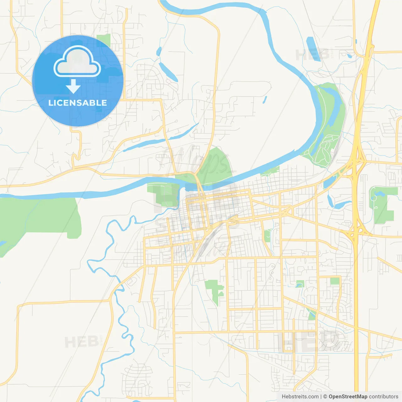 Empty vector map of Albany, Oregon, United States of America