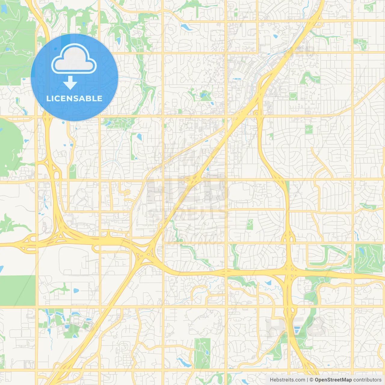 Empty vector map of Lenexa, Kansas, United States of America