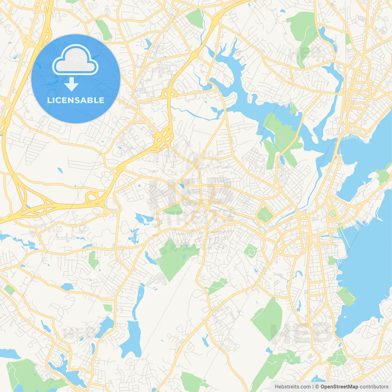 Empty vector map of Peabody, Massachusetts, United States of America