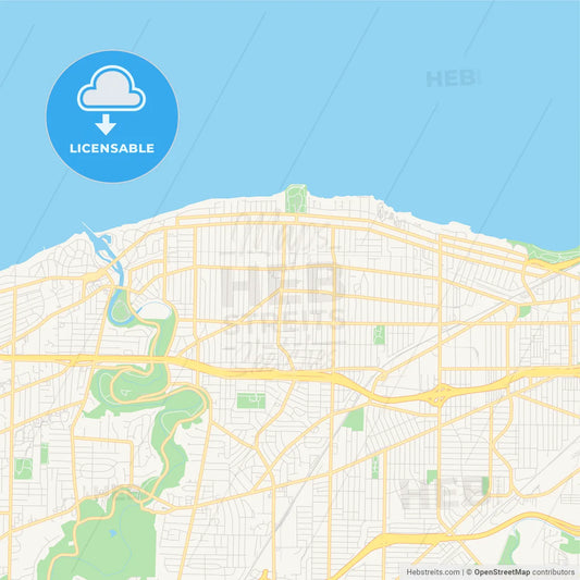 Empty vector map of Lakewood, Ohio, United States of America