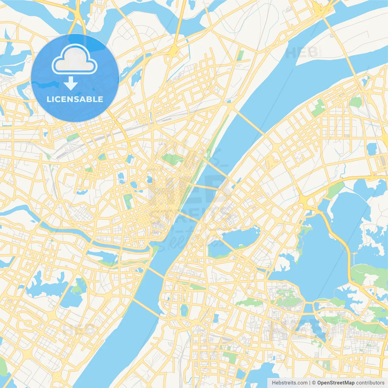 Printable street map of Wuhan, China