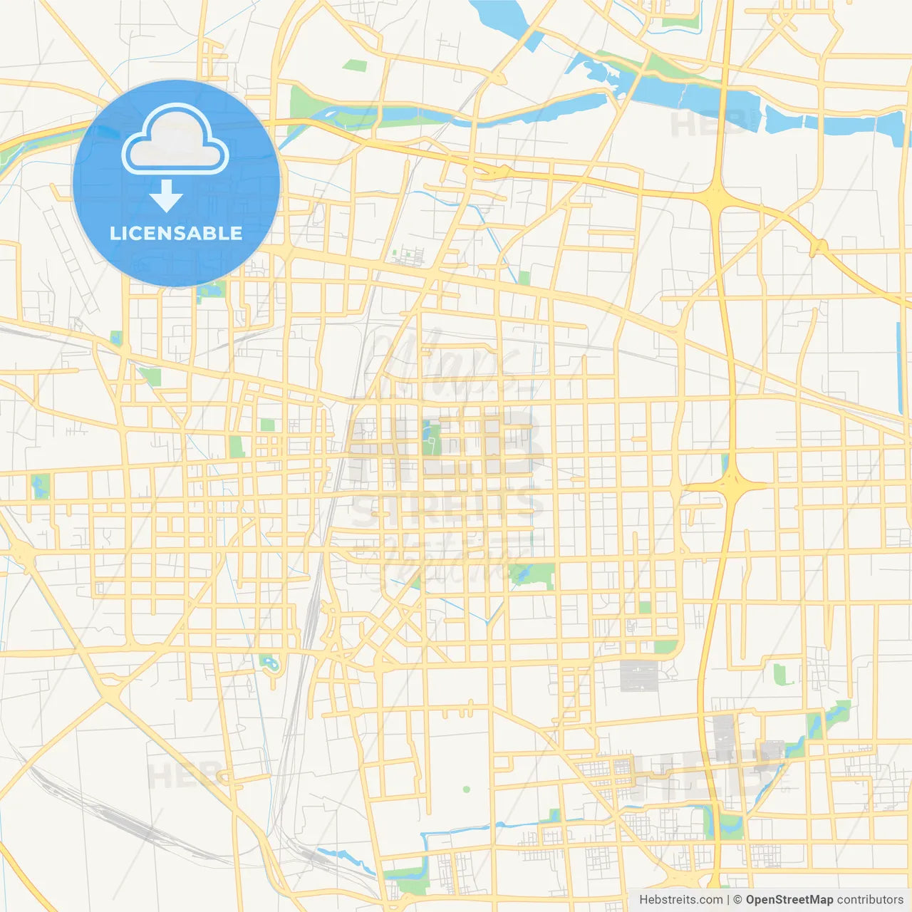 Printable street map of Shijiazhuang, China