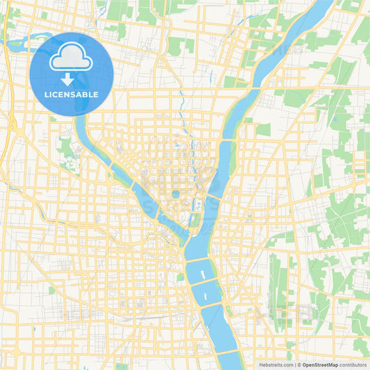 Printable street map of Linyi, China