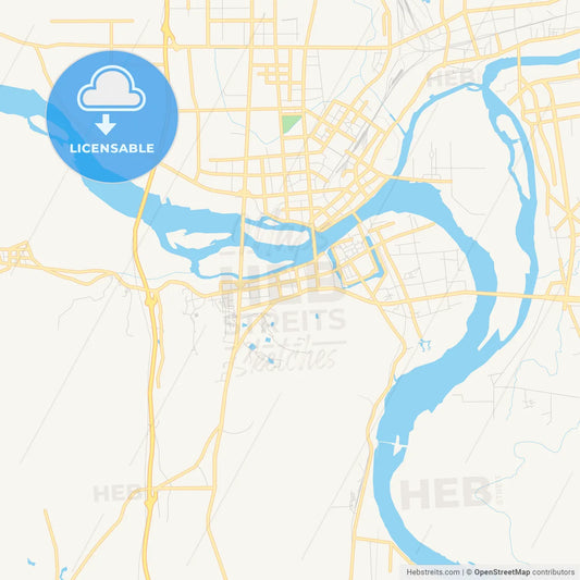 Printable street map of Xiangyang, China
