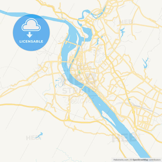 Printable street map of Yichang, China