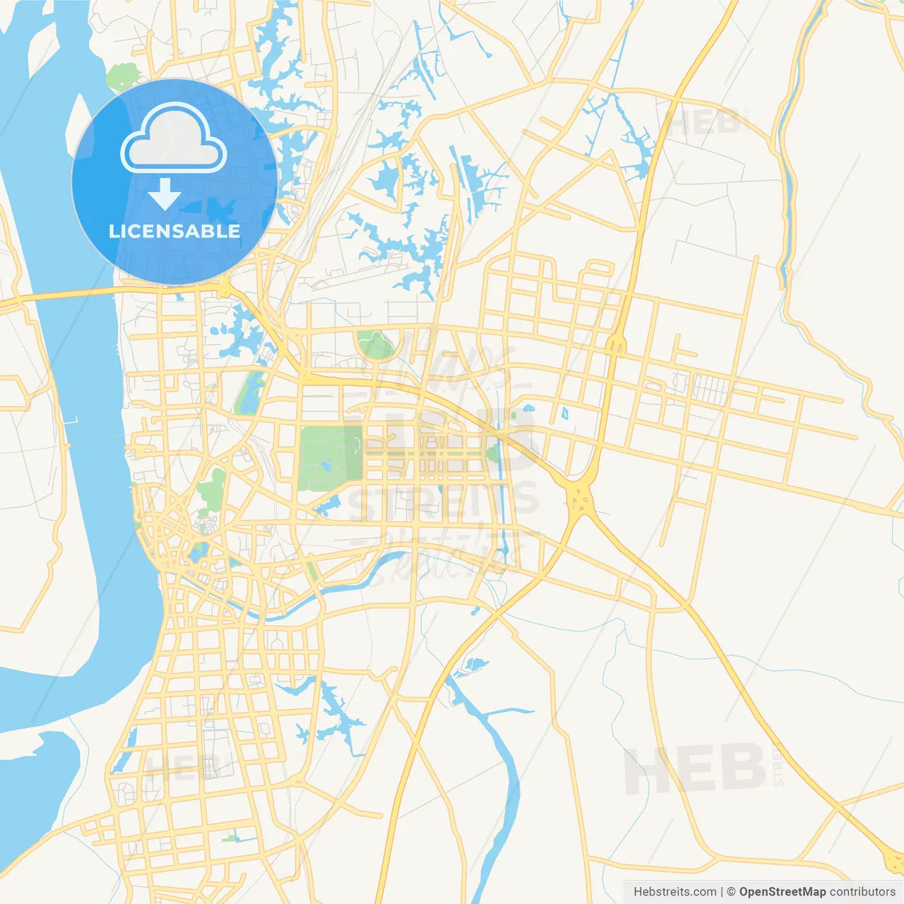 Printable street map of Wuhu, China
